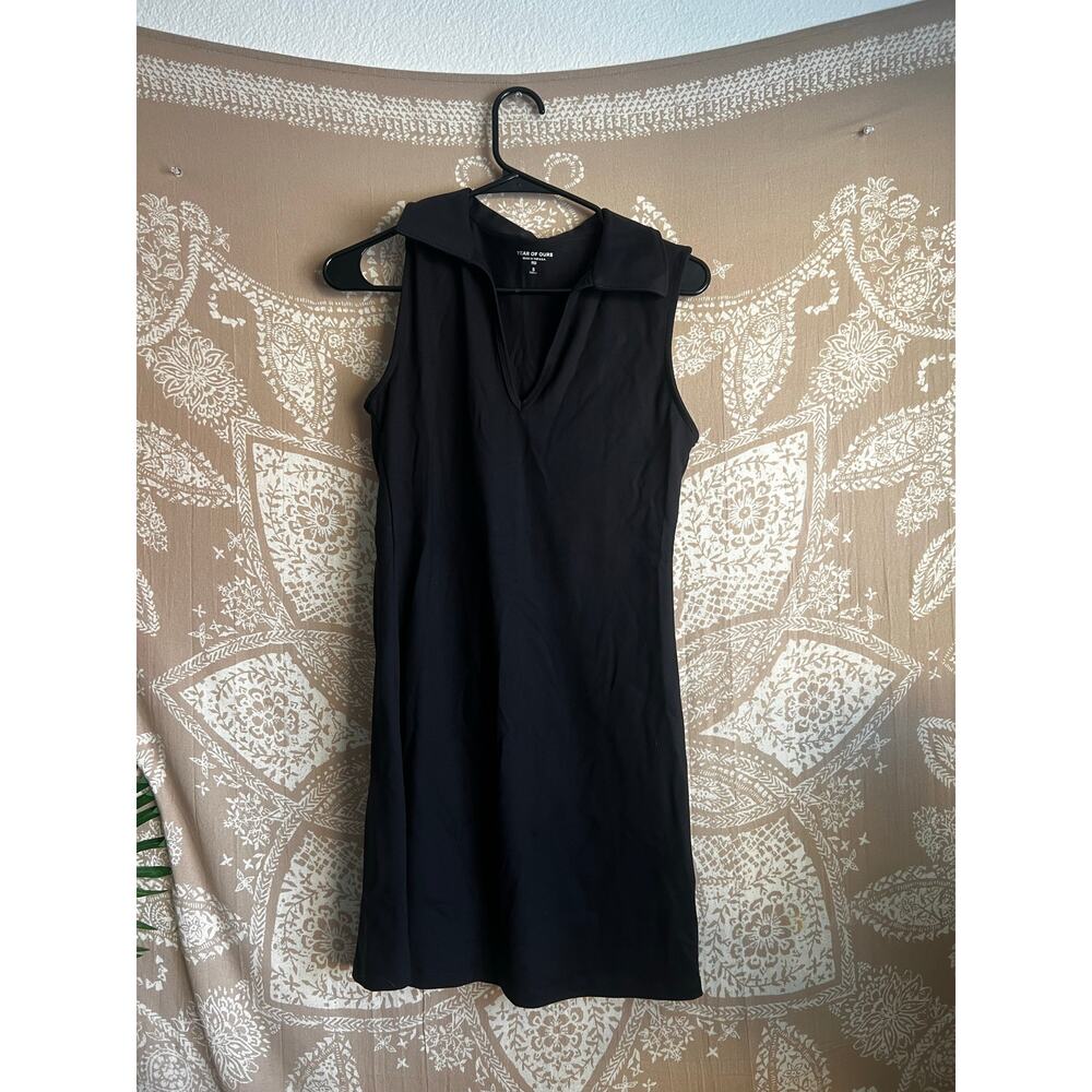 Year Of Ours Black Collared Tennis Workout Dress